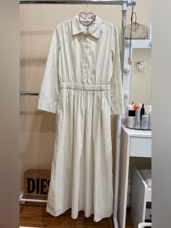 Zara Dresses & Skirts - Zara White Shirt Dress Midi Button Front Size M